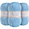 Utopia Crafts Super Aran - Filato per lavoro a maglia e uncinetto, 3 pezzi, 100 g (Azure Breeze)