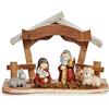Krist+ Presepe di Natale Multicolore 8,5 x 15,5 x 21,5 cm Ceramica Rosso Oro Legno Marrone Bianco