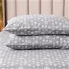 Elegant Comfort Set di lenzuola ultra morbide, in 100% flanella di cotone turco, calde e accoglienti, anti-pelucchi, di alta qualità, con tasca profonda, per letto matrimoniale, colore grigio fiocco