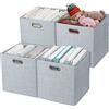 Posprica 3 cubi portaoggetti pieghevoli in tessuto spesso da 33 cm, per l'organizzazione, ceste portaoggetti per organizzare scaffali, armadietti, librerie, scatole, set da 4, grigio argento