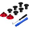 eXtremeRate ThumbsGear Levette Analogiche per ps4&per ps5 Controller Analogici Stick Ergonomico Intercambiabile per ps4 Pro Slim Joystick-3 Altezze-Rosso Cromo Lucido&Nero