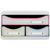 Exacompta - Rif. 311913D - SMALL-BOX MINI 3 cassetti - 1 cassetto per documenti in formato A4+ - 2 cassetti sottili per piccoli utensili -347 x 278 x 130 mm - Bianco/multicolor