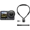 DJI Osmo Action 6 Combo Supporto da collo, action cam per riprese a mani libere con sensore 1/1,1″, resistente al freddo, batteria da 4 ore, fotocamera 4K ideale per pesca e viaggi in famiglia