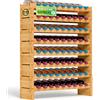 NutriChef Cantinetta Vino 72 Bottiglie, 8 Ripiani, 85 x 25 x 107 Centimetri, Scaffale Autoportante in Legno di Bambù Naturale per Cucina e Cantina