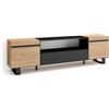 Skraut Home | Mobile TV Soggiorno | Ampio spazio a disposizione | 200x57x35cm | Per TV fino a 80 | Design industriale | Stile moderno | Rovere e nero