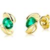 Miore Orecchini Donna Piccoli a Lobo Smeraldo Oro Giallo 9 Kt / 375