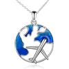 YFN Collana aereo femminile argento come regalo dell'assistente di volo, Argento sterling, Nessuna pietra preziosa
