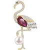 KristLand Spilla Flamingo Elegante in Metallo Dorato con Zirconia e Cristalli Accessorio Moda per Giacca Cappello Borsa Regalo per Donna