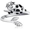 CHENGHONG Anelli animali in argento sterling 925 bradio/panda/mucca/elefante/procione anello aperto regolabile gioielli per animali regalo di Natale per ragazze donne bambini.., 17