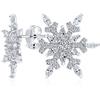 Bling Jewelry Festa Delle Vacanze Fiore Natale Congelato Inverno Aaa Cubic Zirconia Incastonato Cz Orecchini A Bottone A Forma Di Fiocco Di Neve Grande Per Donne Adolescenti .925 Argento Sterling