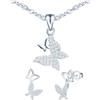 MICMIF Parure Gioielli Farfalle Donna, 2 Pezzi Set Argento 925 Collana e Orecchini a Farfalle, Collana con Ciondolo Farfalle Zircconi, Orecchini a Perno Farfalle per Donne Ragazze