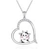 Fryneauy Collana con mucca e vacca highland in argento Sterling S925 con ciondolo corno italiano per donne, Argento sterling, Non pietra preziosa