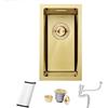 Bokaiya Lavello da Bar Gold, Sottotop 25 x 45 cm, Lavello da Cucina in Acciaio Inox Calibro 16, Una Vasca, Piccolo Camper, Una Vasca con Troppopieno, Griglia Arrotolabile e Sifone