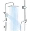 Cesinkin Colonna doccia senza miscelatore cromato in acciaio inossidabile, set doccia con doccia quadrata e soffione doccia, 29 x 19 cm