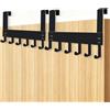 Primasage 2 Pezzi Appendi Abiti da Porta Senza Fori con 6 Ganci, Appendi Accappatoio Bagno da Porta Risparmio di Spazio, Door Hook per Bagno Soggiorno Cucina Camera da Letto Appeso Senza Fori（Nero）