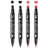 OCHILIMA Timbro per eyeliner, penna liquida su entrambi i lati, con timbro per trucco, impermeabile, su entrambi i lati, strumento per il trucco del tatuaggio, rosso-nero (4 pezzi)