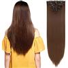 SEGO Extension Clip Capelli Sintetici 8 Ciocche Hair Extensions Lisci Posticci Donna Full Head Donna 65cm Marrone