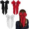 Ewwtrey 3 Pezzi Fiocchi per Capelli Donna, Fermagli per Capelli con Fiocco Rosso Bianco Nero, Accessori per Capelli con Fiocco Grande per Donne Bambina Ragazze