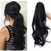 SEGO Coda Capelli Extension Clip Pinza Ricci Mossi 45cm # Nero Scuro - Posticci per Donna Ponytail Natural Hair di Nuova Tecnologia 140g Fascia Unica