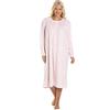 Camille Camicia da notte classica a pois in morbido pile a maniche lunghe da donna, rosa, 50