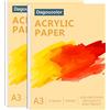 DagouColor Blocco di Carta Acrilica, 15 Fogli, 360 g/m² Blocco Acrilico Senza Acidi, per Artisti Principianti, Adulti, Ragazzi e Ragazze - A3, 2 Pack