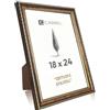 CABBEL Cornice CELI 18x24 cm Oro - Cornice da Parete Stile Antico - Acrilico Infrangibile - Per Foto, Poster, Ricordi, Certificati - Elegante per Soggiorno, Studio, Ingresso, Regalo