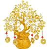 Crocon Albero di cristallo di citrino con base per monete, albero bonsai artificiale per la decorazione di casa e ufficio, buona fortuna, 6 monete, Feng Shui cristallo giallo, regali spirituali per le donne