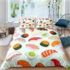 Homemissing Set di biancheria da letto con copripiumino in stile giapponese, per bambini, adulti, sushi giapponese, ultra morbido, con cerniera doppia