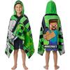 Minecraft Asciugamani Bagno con Cappuccio Asciugamano Doccia Ragazzi Creeper Accappatoio Poncho Bambino Telo Mare Bambini Idee Regalo (Verde/Nero, 6-14 Anni)