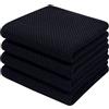 Moosfor Strofinacci 100% cotone, set da 4 pezzi, 32 x 72 cm, morbidi strofinacci da cucina, assorbenti, spessi e di alta qualità, colore nero