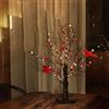 Xusdamyj Albero di bacche rosse cardinale da tavolo, decorazione luminosa per centrotavola natalizio, albero di Natale LED con luce calda, lampada LED incantevole con 3 batterie AA e spina USB