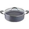 Lagostina Tempra Mineral Tegame con Coperchio, Acciaio e Alluminio con Rivestimento Mineralia+ Ø 26 cm, Manici in Silicone, Effetto Pietra, Adatta a Tutte le Fonti di Calore