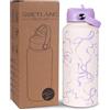 Goetland Fiocchi Bottiglia Termica con Cannuccia 1 Litro Borraccia Termica Bottiglia Acqua Termiche Borracce Termiche Acciaio Inox Metallo Senza BPA Isolamento Lavanda
