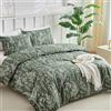 Tokokimo Copripiumino per letto da 135/150, copripiumino 240 x 220, motivo salvia, in microfibra, copripiumino 3 pezzi, composto da 1 copripiumino 240 x 220 + 2 federe da 50 x 75 cm, verde scuro