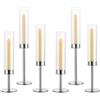 Sziqiqi 6 Pezzi Portacandele Candelabro Argento per Matrimonio - 48cm Portacandele in Metallo Candeliere Decorativo Candelabro con Vetro per Centrotavola di Nozze Natalizio Tavola Caffè Decorazione