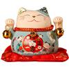 Jenngaoo Gatto Portafortuna in Ceramica, Statua Ondeggiante da 4,5 Pollici, Figurina Che Fa Cenno, Decorazione Ricca per Attirare L'apertura (Blu)