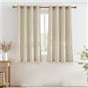 PONY DANCE Tende Corte Semitrasparenti per Interni in Lino 220g/m² Tende Moderne per Soggiorno con Anelli Linen Curtains per Camera da Letto 2 Pezzi L 140 x A 160 CM, Beige