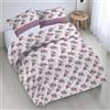 Riad Arredo Set Copripiumino Morbido 100% Puro Cotone Italiano - Parure Sacco Piumino con Federe Made in Italy (Roses Lilla, Matrimoniale 250x240 + 2 federe 52x82)