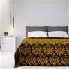Byour3 - Copriletto Puro Cotone Matrimoniale Letto Singolo Piazza E Mezza Fantasia Damascato Primaverile Estivo Telo Arredo Copritutto Multiuso Copridivano GrandFoulard Coperta (Gold, Singolo)