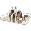SLHEQING Vassoio decorativo grande a specchio, rettangolare da bagno, in vetro, organizer per cosmetici, organizzatore per toeletta, tavolo da pranzo, bagno e camera da letto