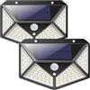 SQUADO Luce led a energia solare per esterno, 100 LED con 3 modalità di illuminazione Lumen luci di sicurezza a 270° con sensore di movimento energia solare impermeabile IP65 per giardino patio (2)