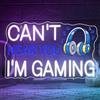 Horseneon Can't Hear You I'm Gaming Neon Shield Game Neon Sign Headsets Led Sign Leuchtreklame,Headset Gaming Led Schild für Wanddekoration Spiele Neon Schilder für Spielraum Gaming Deko