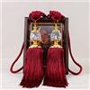 ZYWUOY Fermatenda per tende in corda con nappa e perline di cristallo, Decorativo, Rosso, Poliestere, Plastica