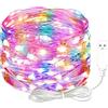 Koboko Catena luminosa a LED con USB, 5 m, 50 LED, impermeabile, filo di rame, luci colorate, alimentate a batteria, luci decorative per camera da letto, giardino, Natale, matrimonio, compleanno