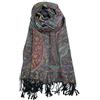 Plum Feathers Sciarpa pashmina con motivo cachemire vintage bicolore, Nero Multi Arazzo, Etichettalia unica