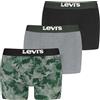 Levi's Woods Camo Boxer Briefs, Verde/Grigio/Nero, M (Pacco da 3) Uomo