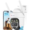 Ctronics 2K 4G LTE Telecamera Esterno con Sim, PTZ Videocamera Sorveglianza Rilevamento Umano Tracciamento Auto, Visione Notturna Colori, Audio Bidirezionale, Archiviazione TF/Cloud/FTP IP66 NO Wi-Fi