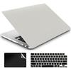 AMCJJ Compatibile con MacBook Air 13.6 pollici Caso 2024 2023 2022 M3 A3113 M2 A2681, Plastica Hard Shell Caso & Cover Tastiera & Protezione dello Schermo-OffwhiteLeather