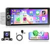 Motorsi Autoradio Android Motorsi 1 Din con A-pple Carplay Supporta DAB+ OBD2 DSP Android 15 6,9'' IPS Touchscreen con GPS, Bluetooth, WLAN, EQ, FM/RDS+AHD Telecamera Posteriore, Microfono