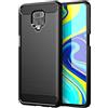 owlhold Cover per Xiaomi Redmi Note 9 Pro/Note 9S, Custodia Spazzolata e Fibra di Carbonio Morbido Silicone TPU Slim Fit Case, Antiurto, Antigraffio, Antiscivolo, Protezione Grado Militare, Nero